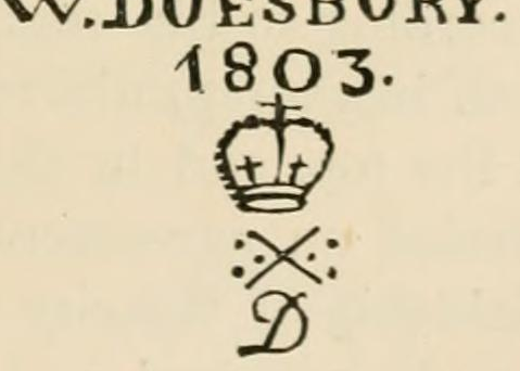 The W. DUESBURY 1803, with crown, crossed batons and D mark as engraved in Chaffers 1891, page 753