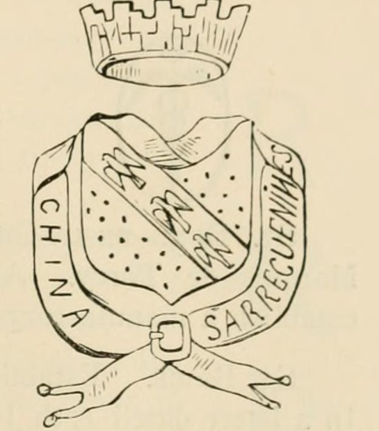 The A mural crown above a shield lettered CHINA · SARREGUEMINES mark of Sarreguemines, as engraved in Chaffers 1891