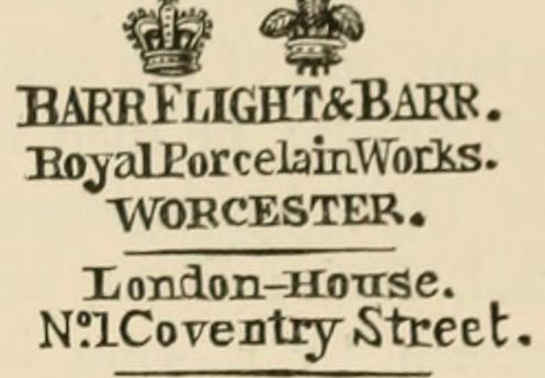The BARR FLIGHT & BARR · Royal Porcelain Works · WORCESTER · London-House, No. 1 Coventry Street mark as engraved in Chaffers 1891, page 723